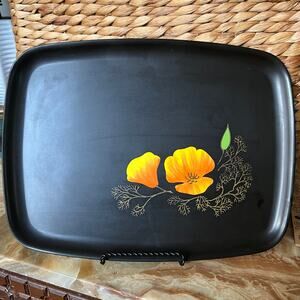COUROC of Monterey Inlaid Orange Poppy Serving Tray Platter 12.5" CALIFORNIA